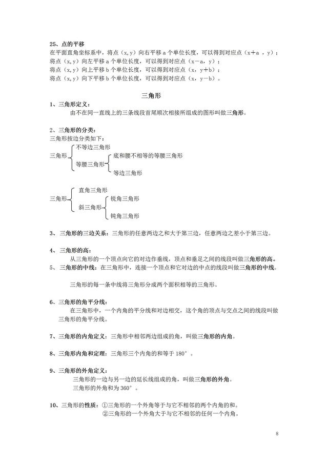 七年级数学概念公式定理方法整理,数学老师熬夜整理1-6年级公式