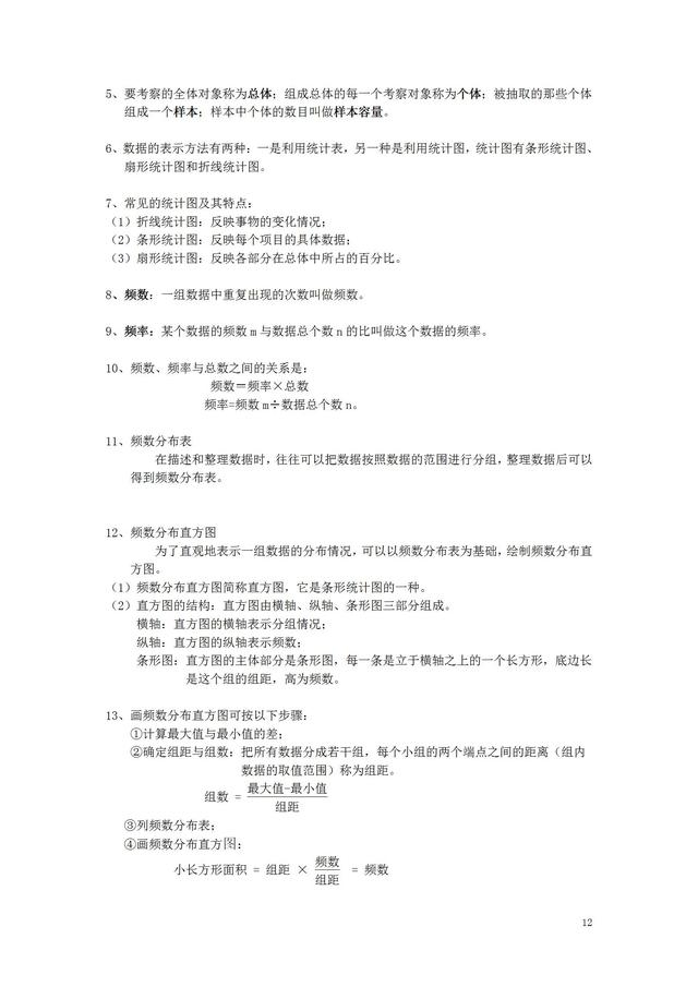 七年级数学概念公式定理方法整理,数学老师熬夜整理1-6年级公式