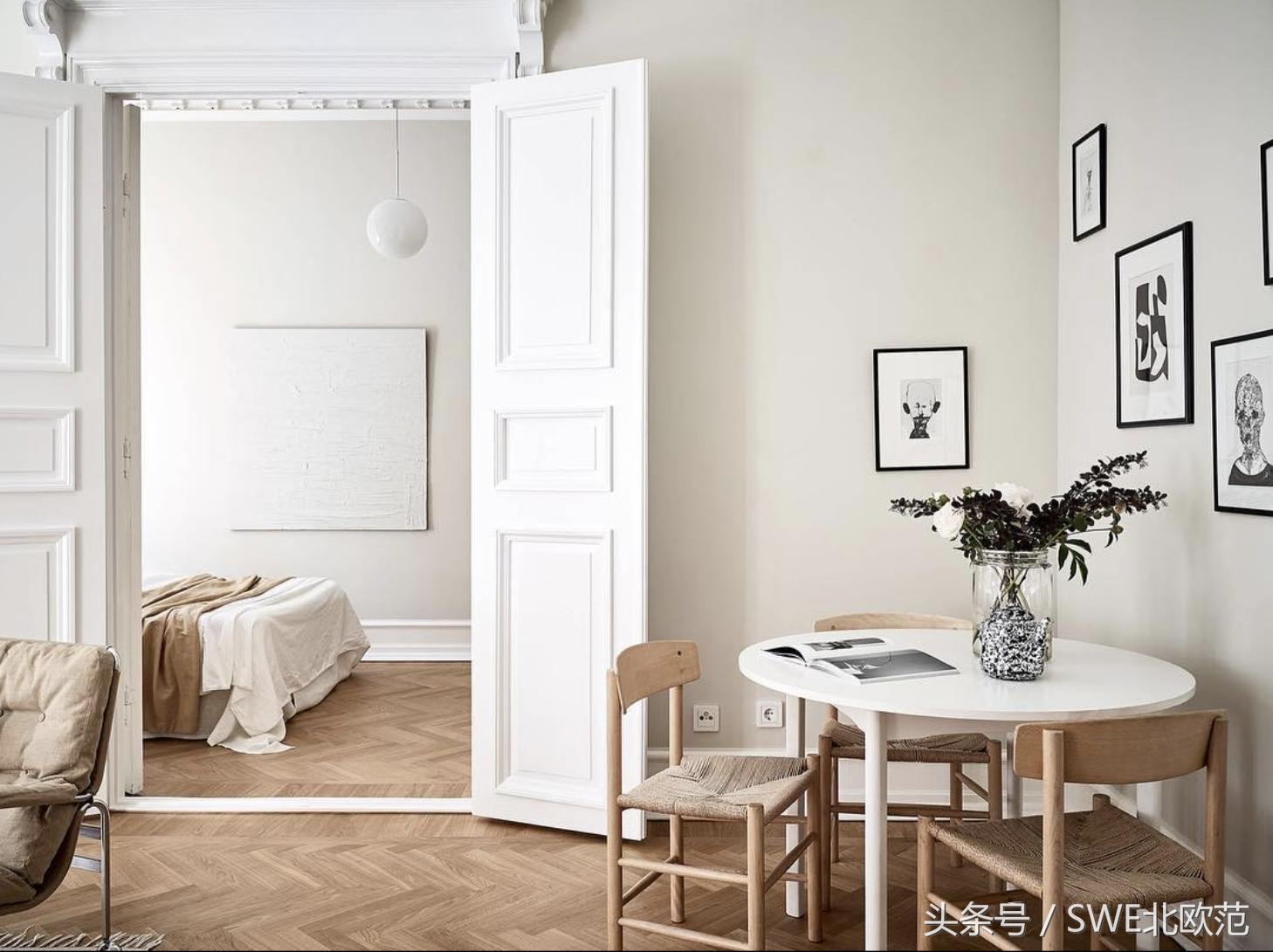 2.7米宽的餐厅怎么放圆餐桌,北欧实木圆餐桌