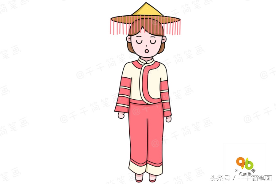 少数民族简笔画服饰怎么涂色,最具代表的民族服饰简笔画