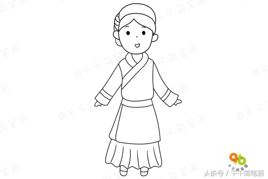 少数民族服饰简笔画超简单,广西少数民族服饰简笔画