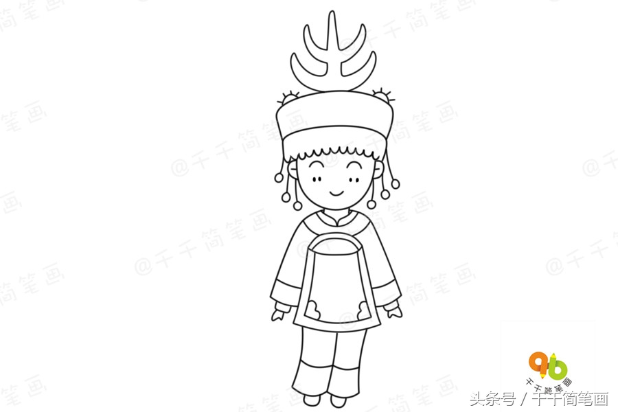 少数民族服饰简笔画超简单,广西少数民族服饰简笔画