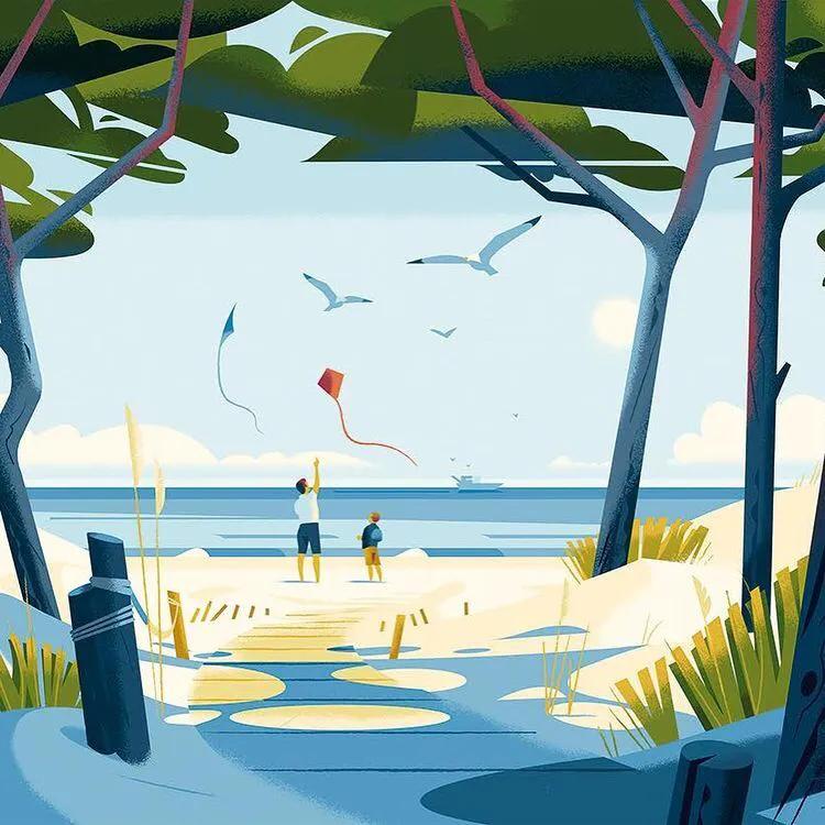 欧美风插画风景图文,迷人风景插画图片大全