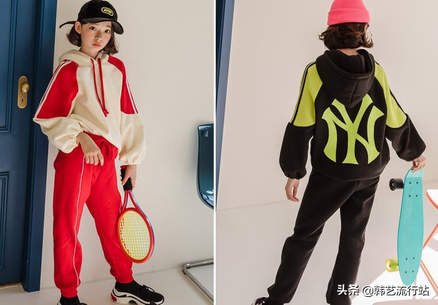 女童韩系风加绒连帽卫衣,2019秋女童流行卫衣