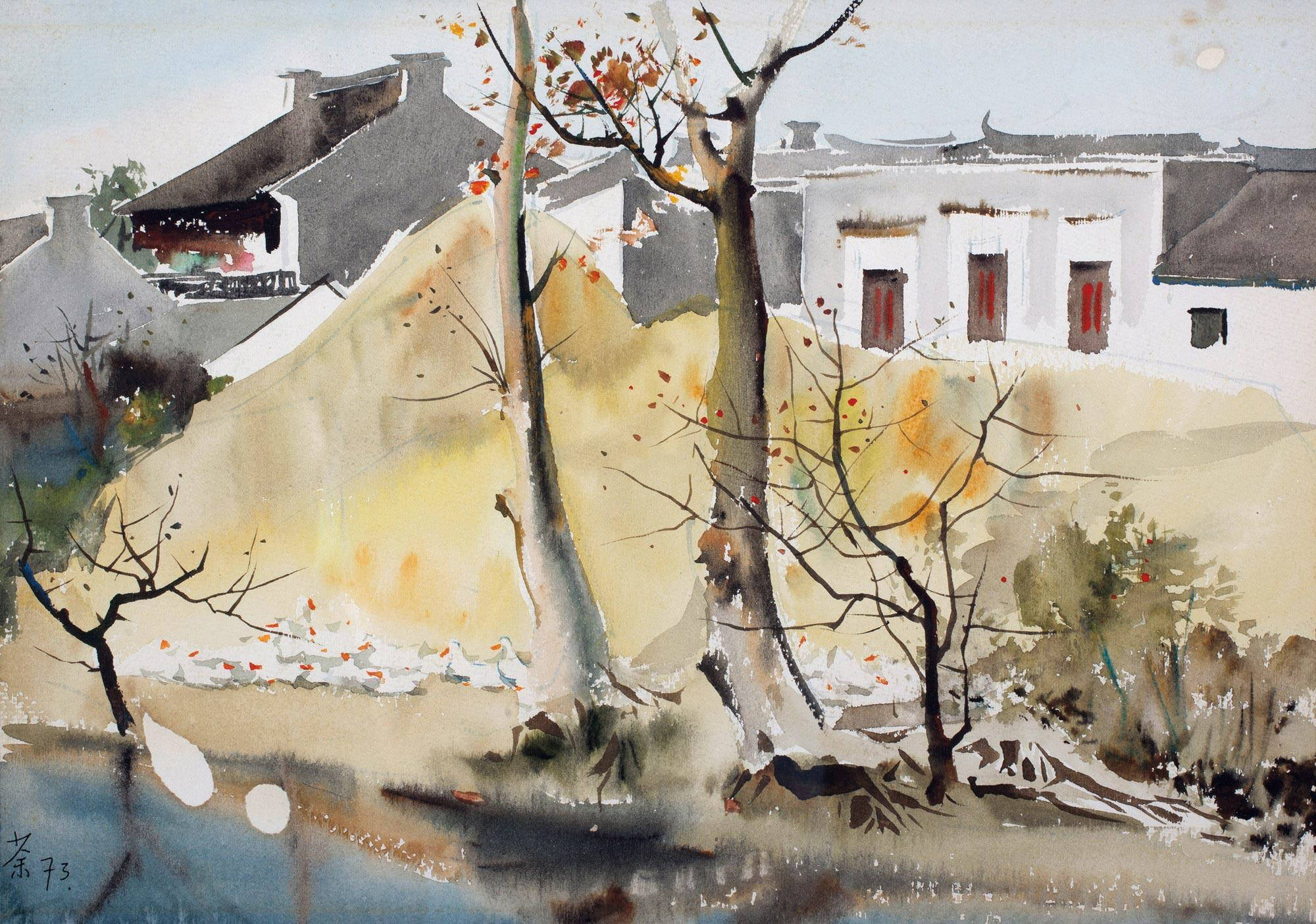 吴冠中水彩风景画,吴冠中水彩作品
