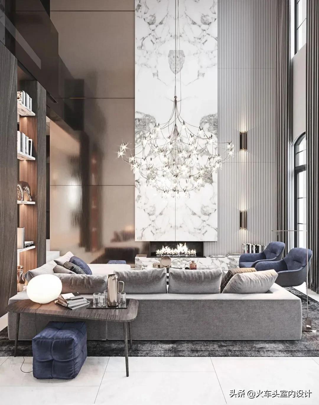 80款挑空客厅设计,大宅就该有这气势