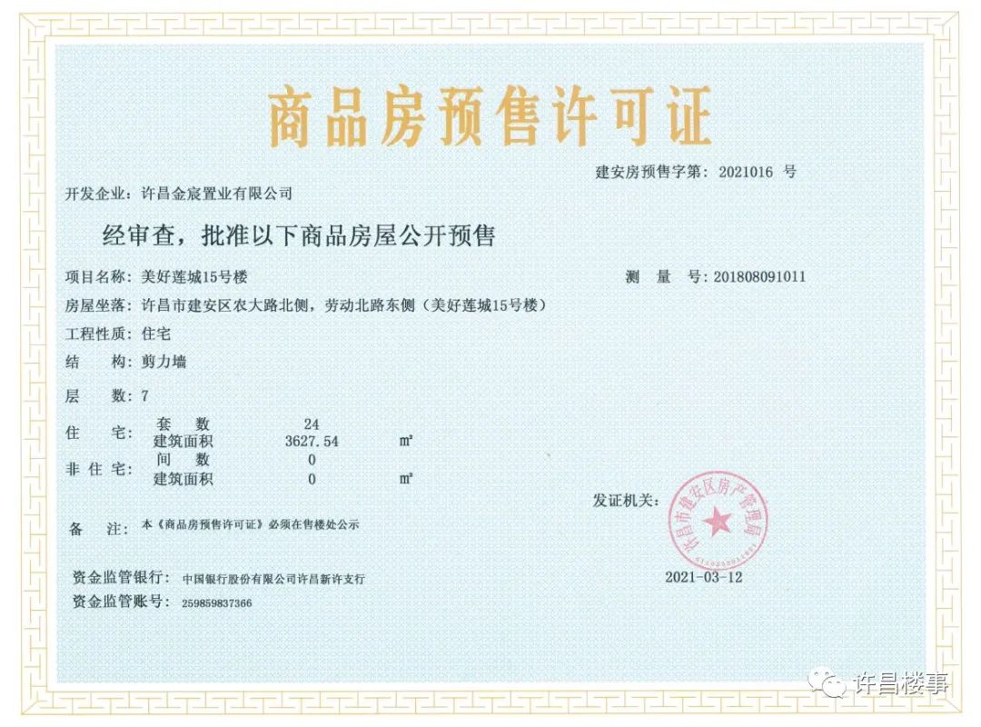 许昌市拿证速递:市区/建安区8盘拿证,附项目基本情况(3月)