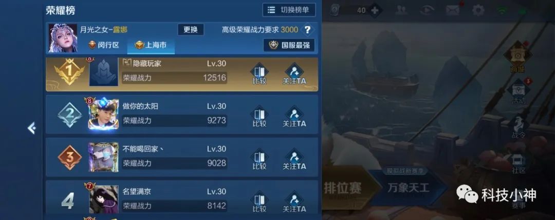 王者荣耀露娜全网最高战力,王者荣耀露娜战力最低地区查询