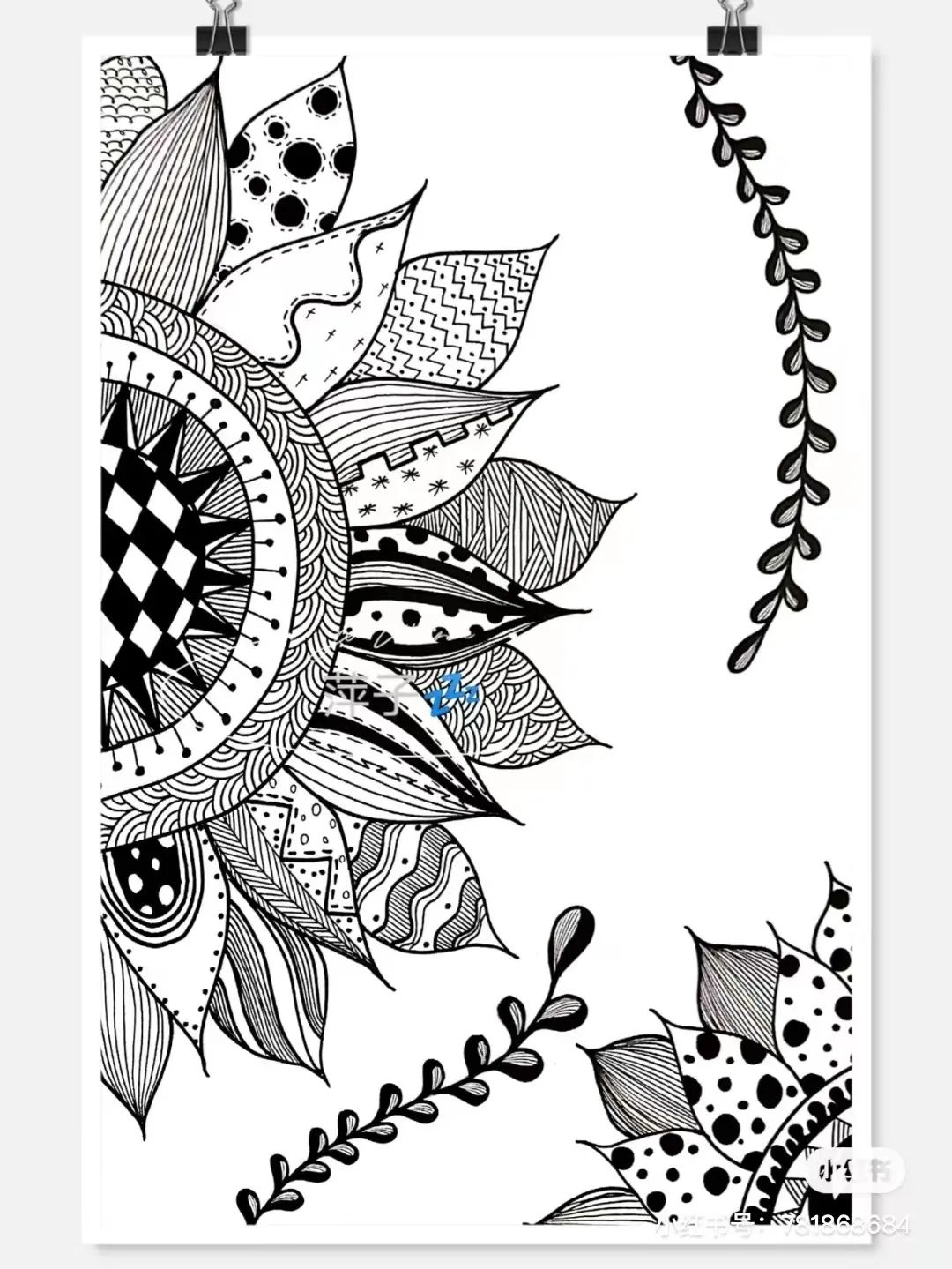 花卉简单线描创意画,花草线描画装饰