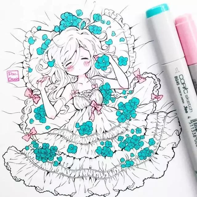 马克笔动漫上色教程q版,动漫手绘马克笔上色教程