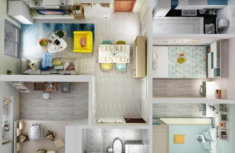 63㎡能住四口人，每1㎡都不浪费！