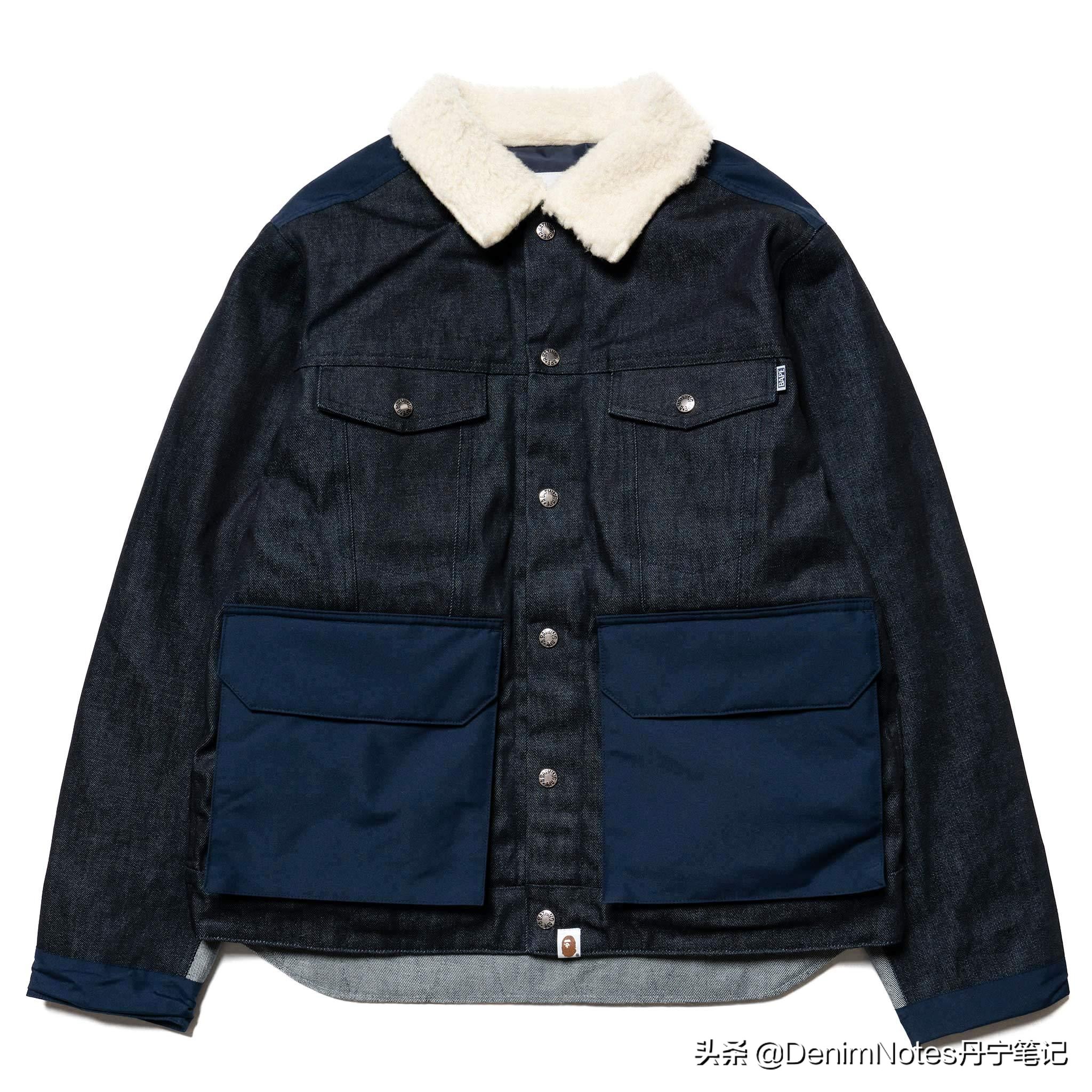 日本原宿潮牌猿人头Bape推出多材质拼接牛仔夹克