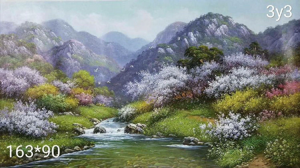 最新朝鲜风景油画图文,朝鲜大型山水风景油画图片集
