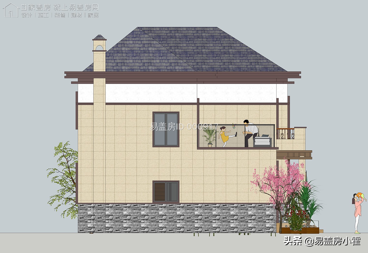 农村自建房2层欧式别墅设计,面宽10米欧式风格二层小别墅