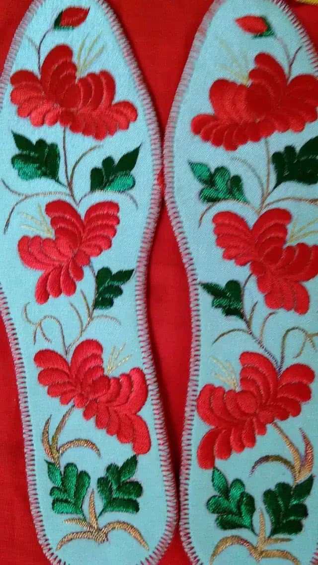 老式鞋垫60后的图案,46码刺绣鞋垫成品