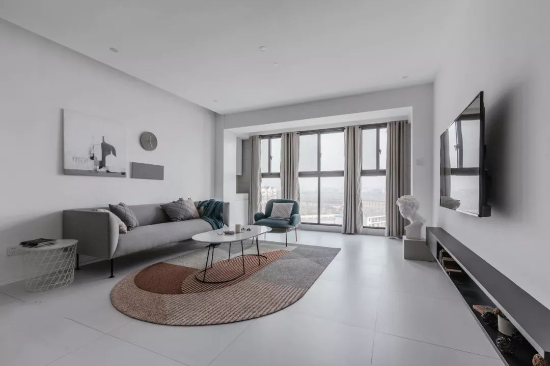 客厅地砖颜色怎么选现代简约款,冠珠摩卡灰地砖客厅效果图