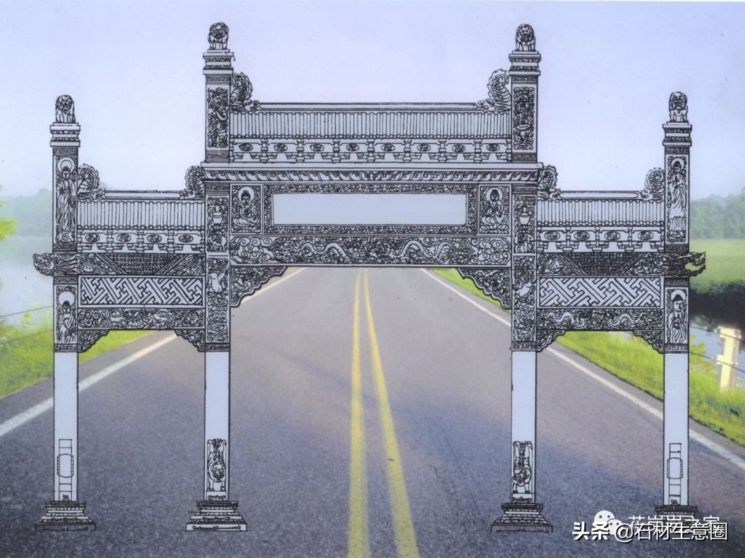 石牌坊石雕图片大全,各样式的石牌坊