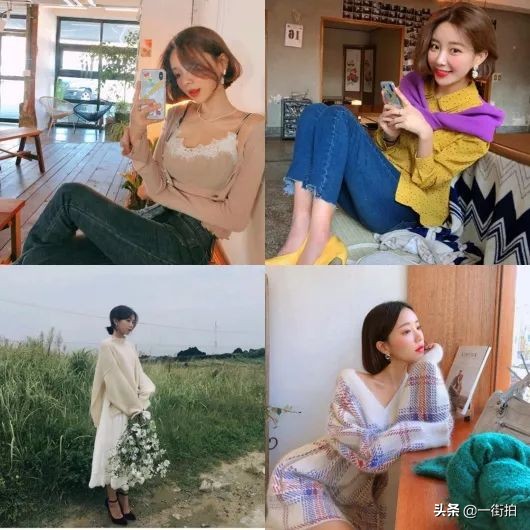 韩国懒汉风女针织衫,漂亮温柔的韩系小姐姐穿搭