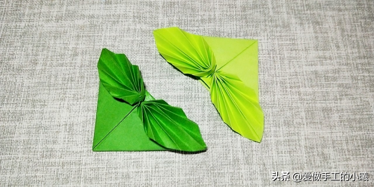 折纸树叶书签制作方法,折纸教程可爱小书签