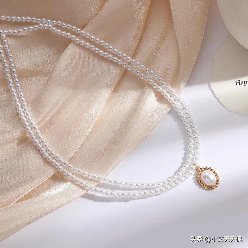 珍珠项链女轻奢小众锁骨链配饰,珍珠项链锁骨链复古