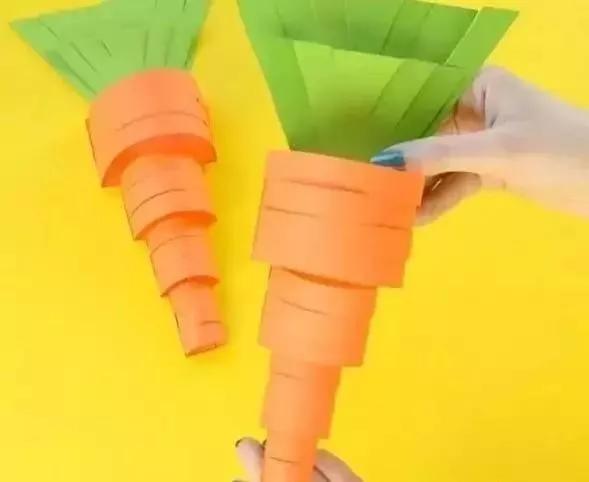 胡萝卜手工作品幼儿园简单教程,手工布艺胡萝卜制作过程图片