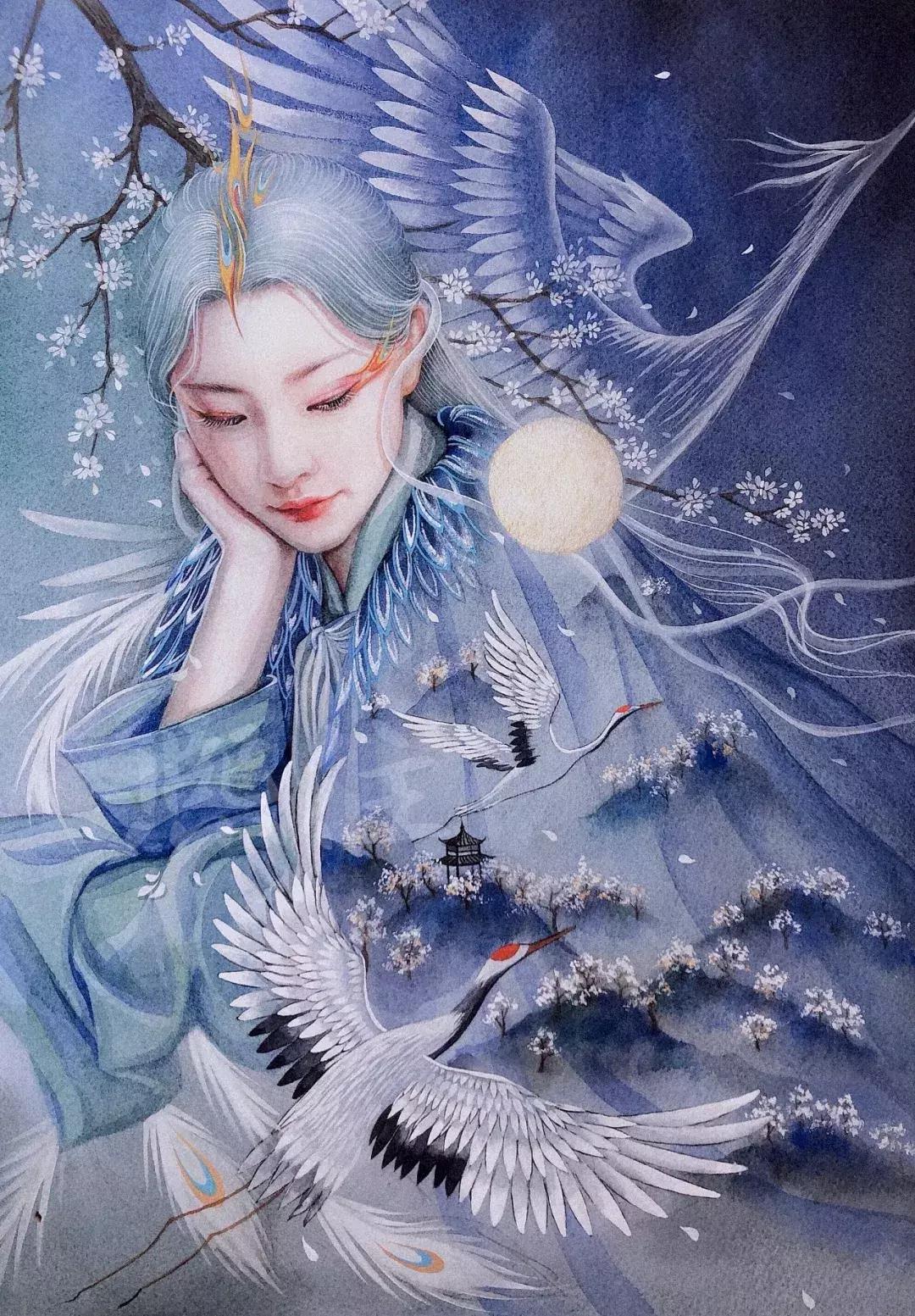 古风绘画线描,100张绝美古风女线描手绘