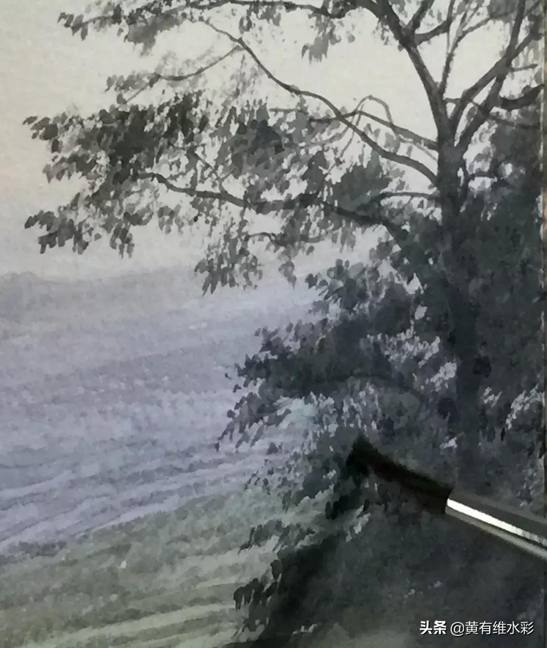 水彩画山风景入门,远山画法入门教程