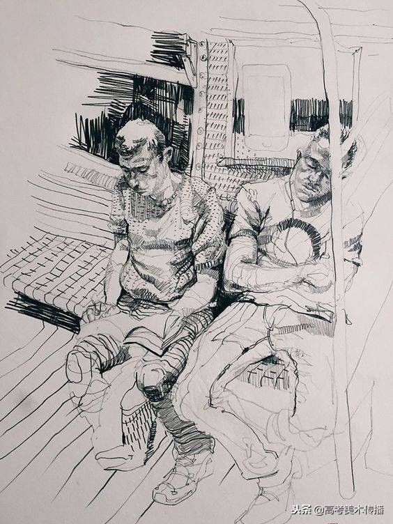 热闹集市场景速写,大师场景速写