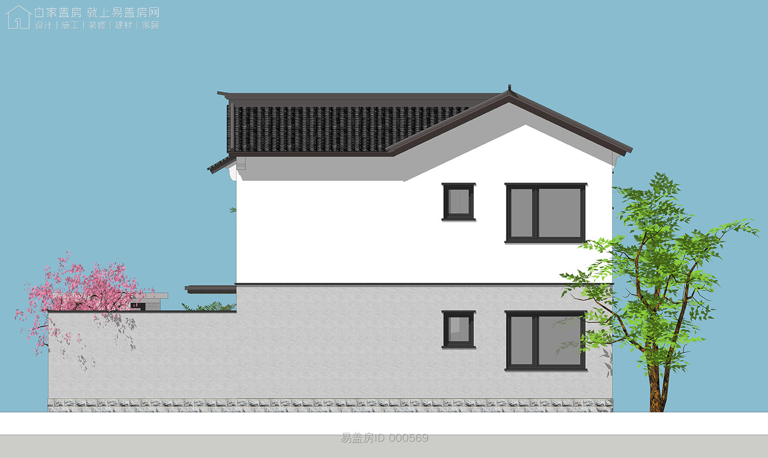 二层农村别墅带阳光房现代简约,农村二层带阳光房别墅效果图