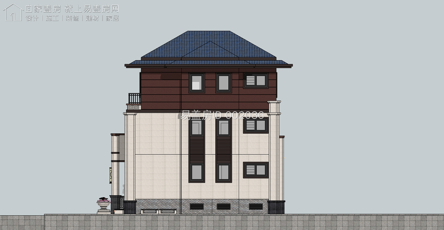 面宽10米关中新中式别墅,进深10米开间17米新中式别墅