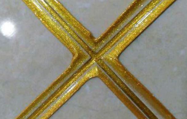 灰色地砖配土豪金美缝,土豪金美缝图