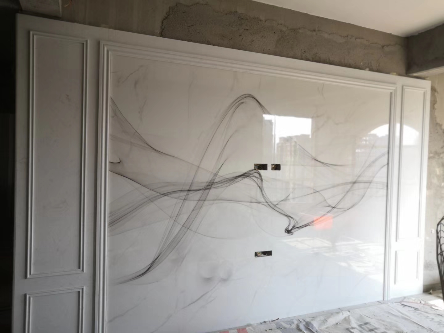 石材背景墙瓷砖颜色搭配效果图,极简大理石瓷砖背景墙效果图