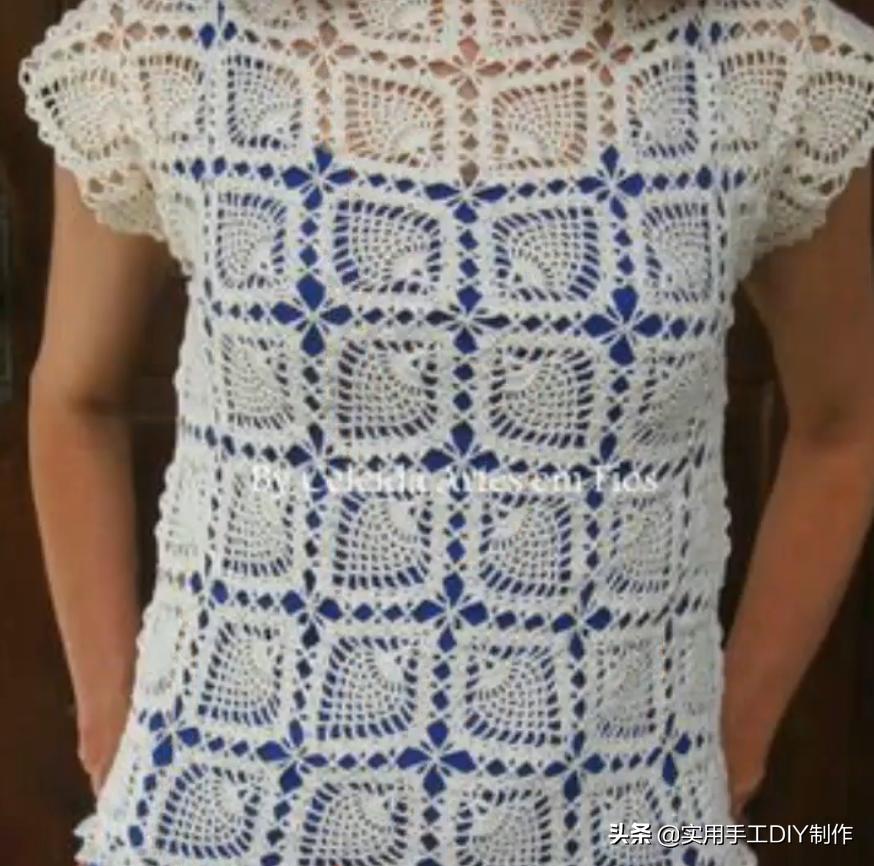 钩针蕾丝背心,针织背心手织花形图案