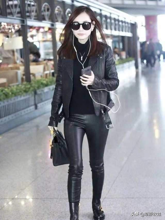 马蓉现身机场西装,马蓉皮衣机场图片