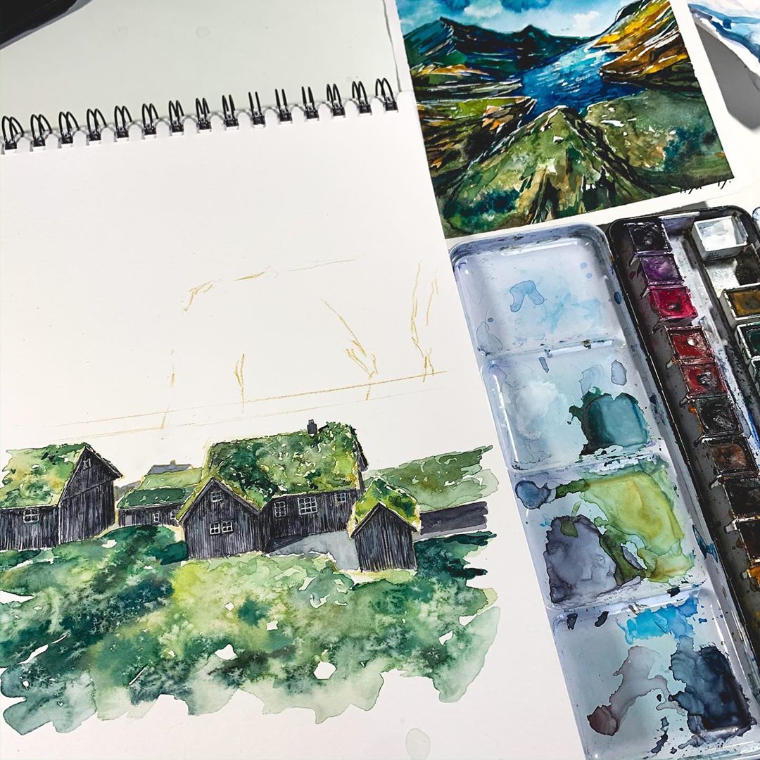 手绘高档风景油画的方法和步骤,江南画风景手绘