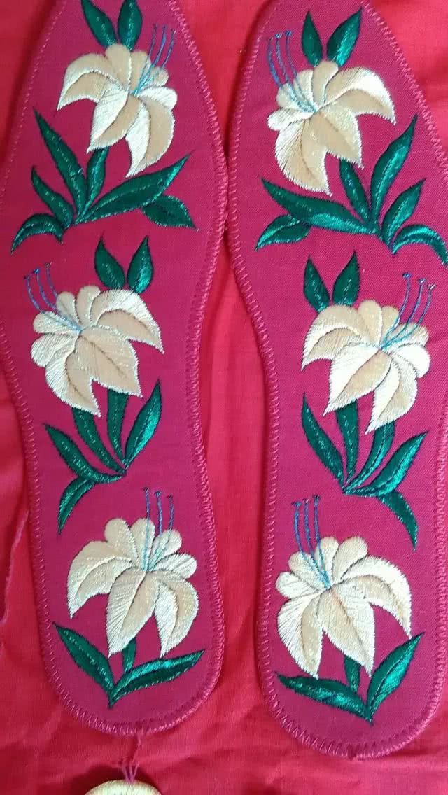 老式鞋垫60后的图案,46码刺绣鞋垫成品