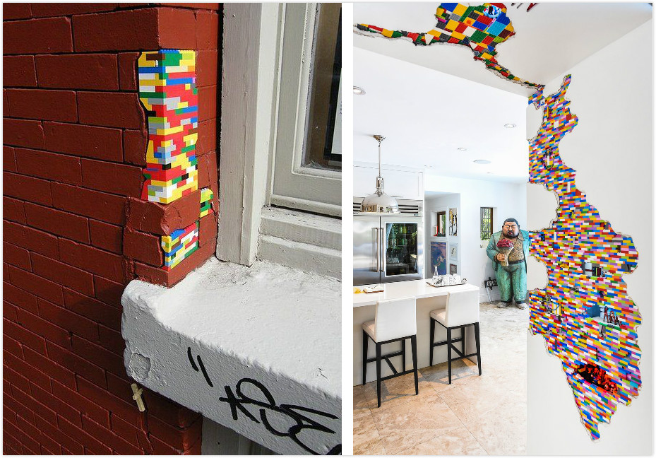 儿子不要的乐高,拿来修复墙角的坑坑洼洼,国外这位老爸可真牛