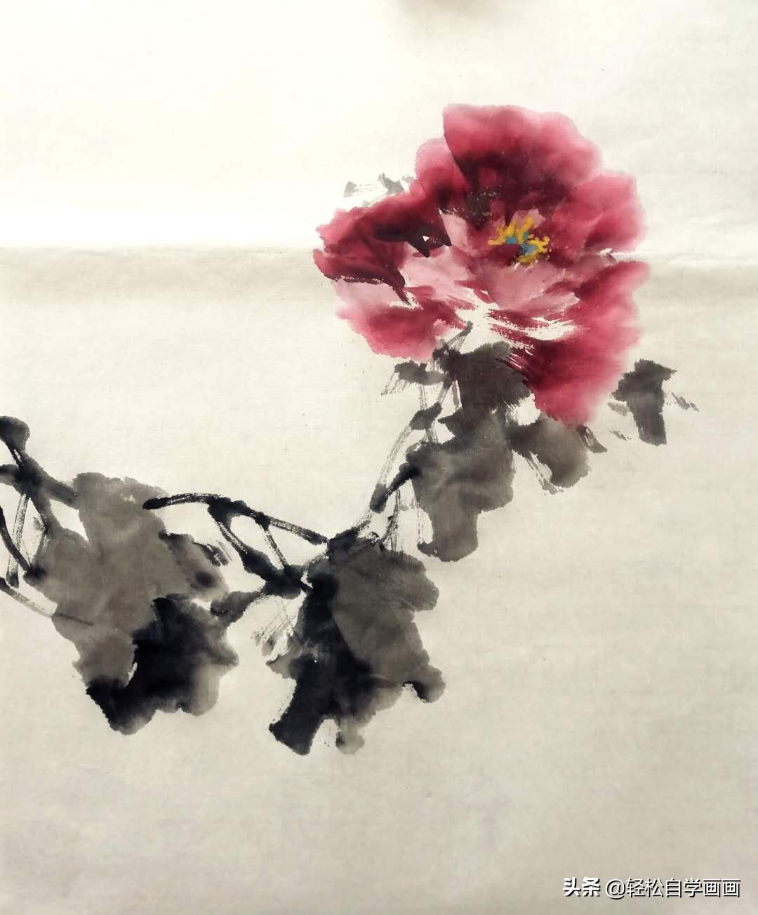 画牡丹如何加色能出层次,画牡丹调色运笔