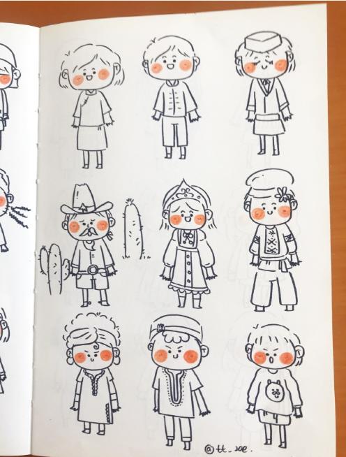 开心的小人简笔画,跪着的小人简笔画