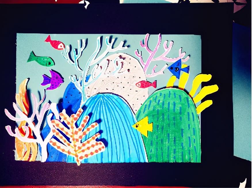 创意儿童画珊瑚画过程,油画棒创意儿童画简单