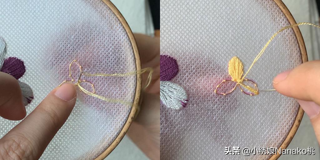 刺绣兰花发饰制作,手工刺绣发饰