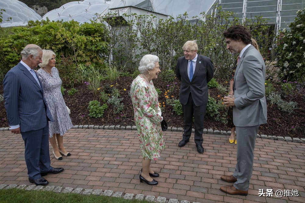 七国峰会女王着装,七国峰会英女王会见各国政要视频