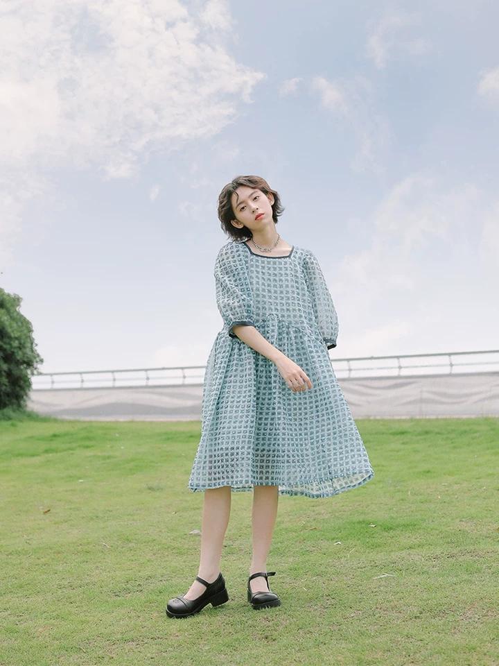 迪士尼联名甜美泡泡袖公主连衣裙,迪士尼泡泡袖连衣裙白色