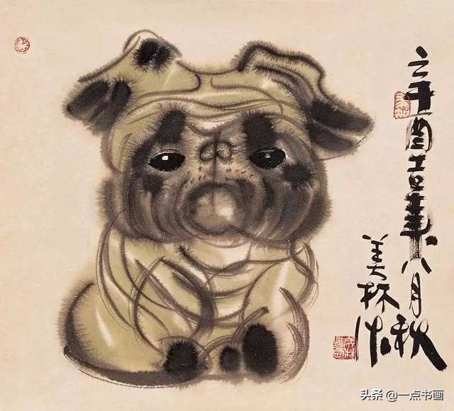 名家画狗速写作品欣赏,国画各种狗的画法