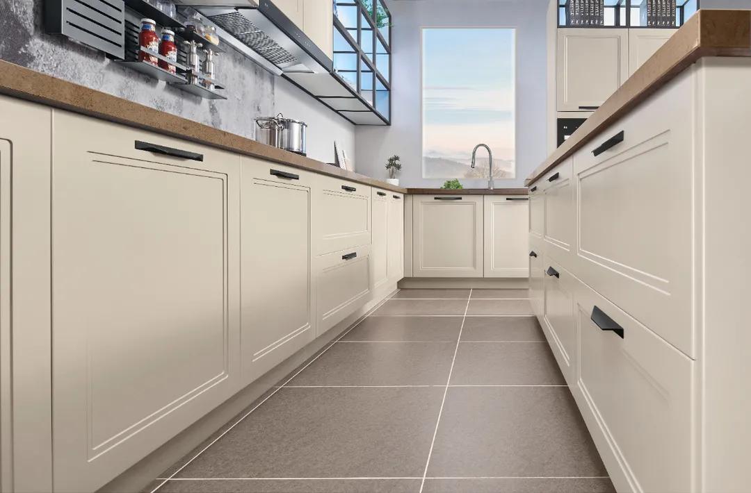 厨房设计吧台最新款,厨房直角吧台和推拉门一体效果图