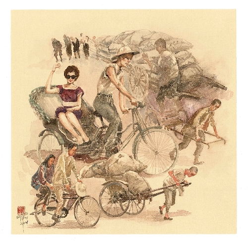 手車單車三輪車與大板車人力公共交通工具零污染