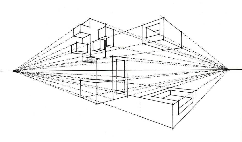 绘画初学者怎么学好画两点透视,绘画基础一点透视的画法
