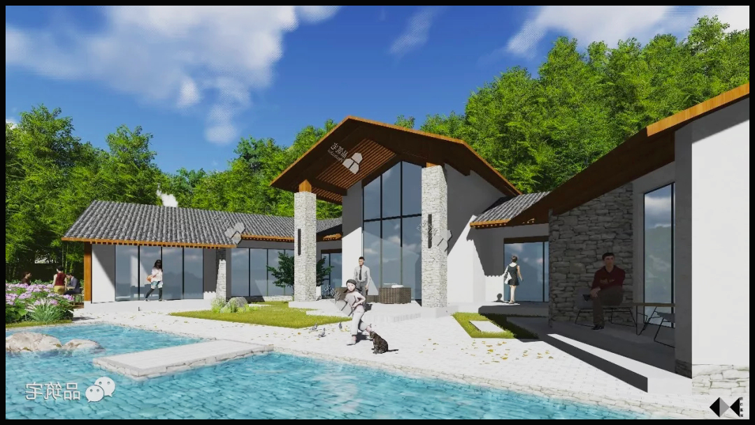 农村三合院五间正房效果图大全,2层中式三合院正房和厢房分开