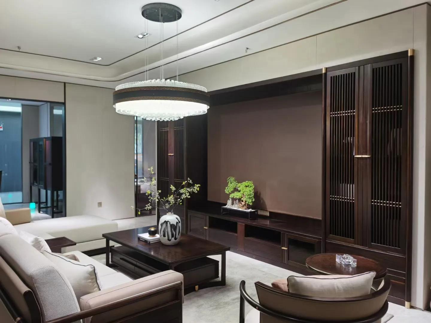 南洋迪克轻奢真皮沙发,轻奢新中式家具南洋迪克