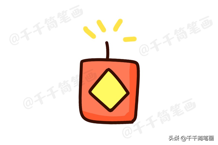 鼠年新年主题简笔画大全,鼠年元旦简笔画带颜色